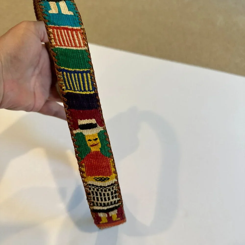 Guatemala Belt Leather Art Embossed Artisan Embroidery People Handcraft Size 28